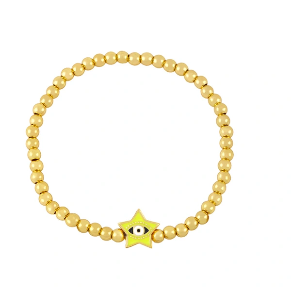 Clearance Five-pointed Star Devil's Eye Beaded Bracelet Women's European and American Simple Gold Bead Elastic Bracelet bre74