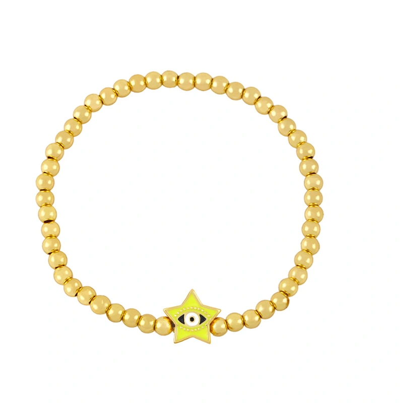 Clearance Five-pointed Star Devil's Eye Beaded Bracelet Women's European and American Simple Gold Bead Elastic Bracelet bre74