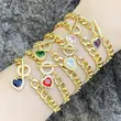 Clearance European and American trendy love jewelry personality OT buckle peach heart zircon high-end Cuban chain bracelet female brj32