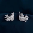 New earrings retro three-dimensional angel wings earrings feathers inlaid diamond zircon piercing earrings