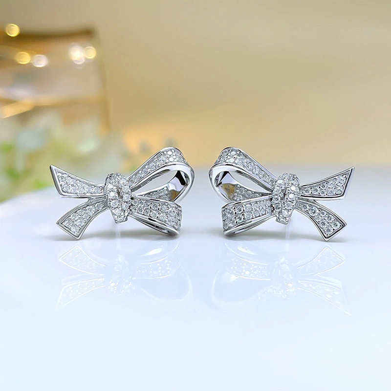 Light luxury bow earrings niche design fashion personality earrings temperament high-end business earrings