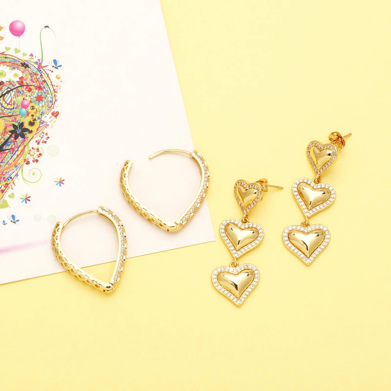 Hot selling light luxury high-end cool style love earrings simple personality versatile heart-shaped earrings ert80