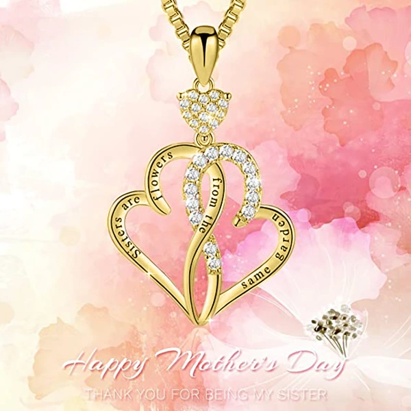  Hot selling love jewelry necklace in Europe and America, fashionable double-layer interlocking heart-shaped pendant, good sister necklace