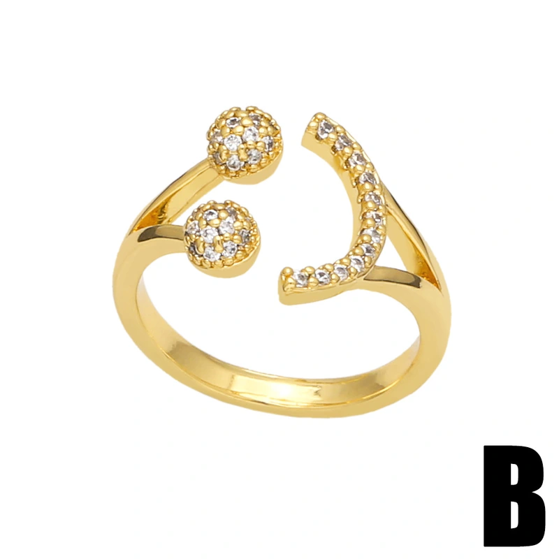 Clearance European and American new light luxury index finger ring retro geometric zircon open ring tail ring ring wholesale rip93