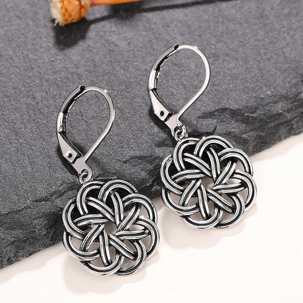 Ancient Turkish women's retro earrings with empty support, elegant and atmospheric braided earrings, classical ethnic style earrings