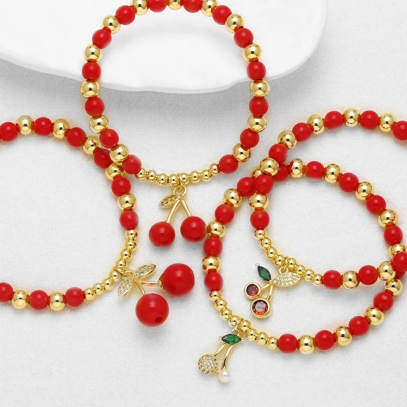 AS jewelry new hot selling fruit cherry pendant bracelet beaded hand jewelry bre44 bracelet