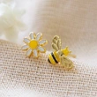 Small daisy earrings new asymmetrical small bee earrings for women high-end temperament simple small fresh earrings