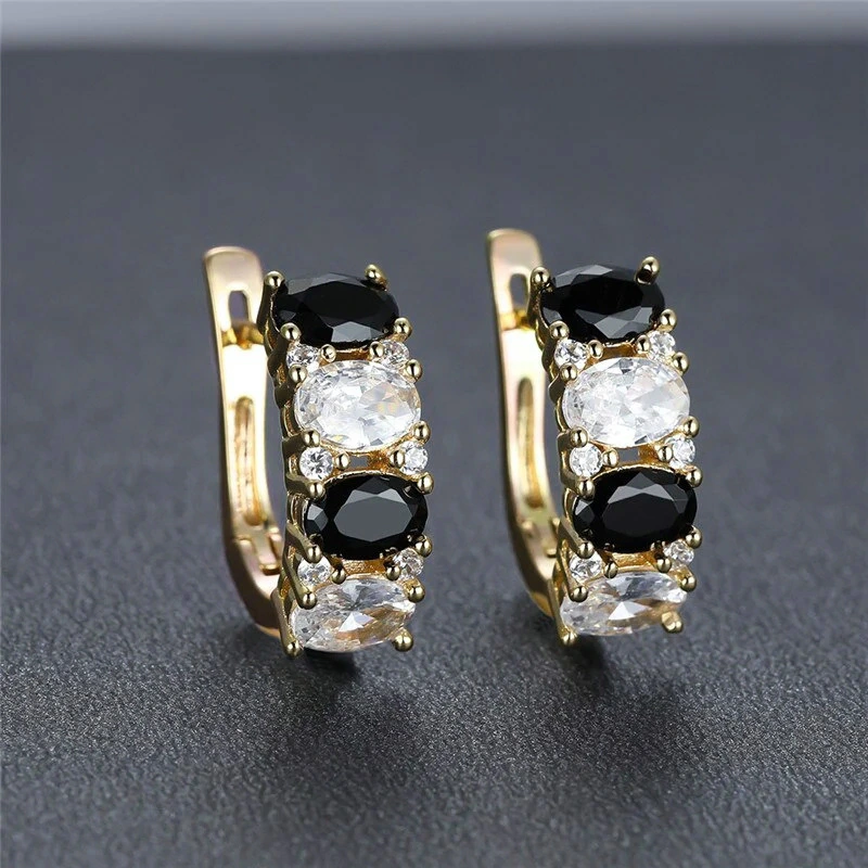 Korean version of high-end black zircon earrings unique temperament summer earring accessories new trendy female earrings