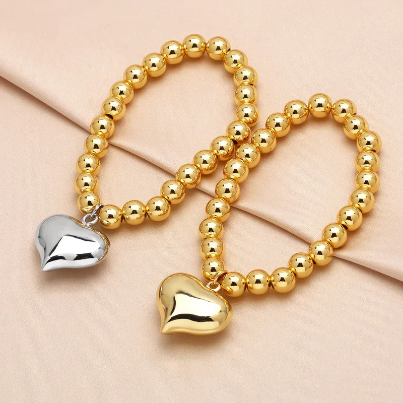 AS jewelry new hot selling smooth love peach heart bracelet female gold-plated beaded bracelet hand jewelry brf33