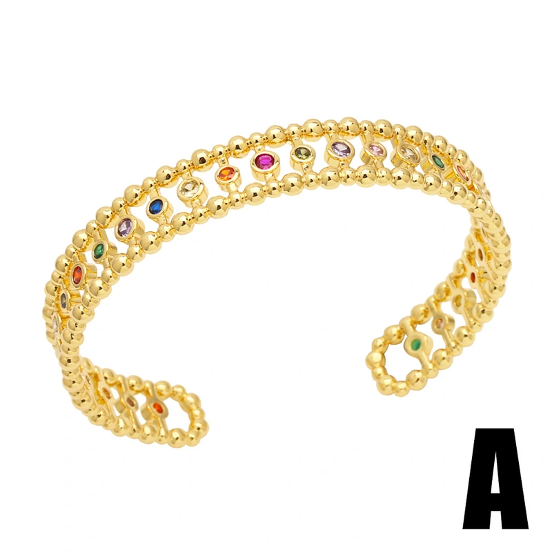 European and American fashion bamboo bracelet niche light luxury inlaid with colored zircon high-end open bracelet female brm24