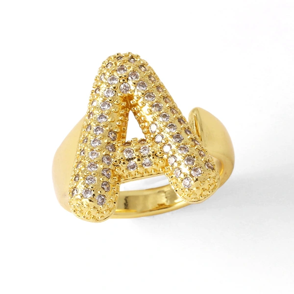 AS jewelry 26 English letters ring female gold-plated full zircon open ring rih31