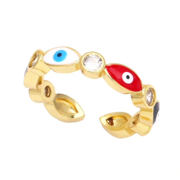 Clearance jewelry men and women open copper ring European and American inlaid zircon color drop oil creative eye ring rip18
