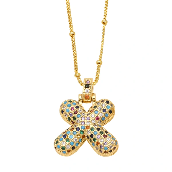 AS jewelry new color 26 English letters pendant necklace female inlaid zircon clavicle chain nkb031