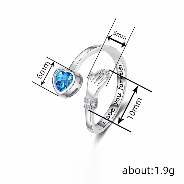  Korean version of the color love heart ring female opening adjustable niche accessories palm fashion design