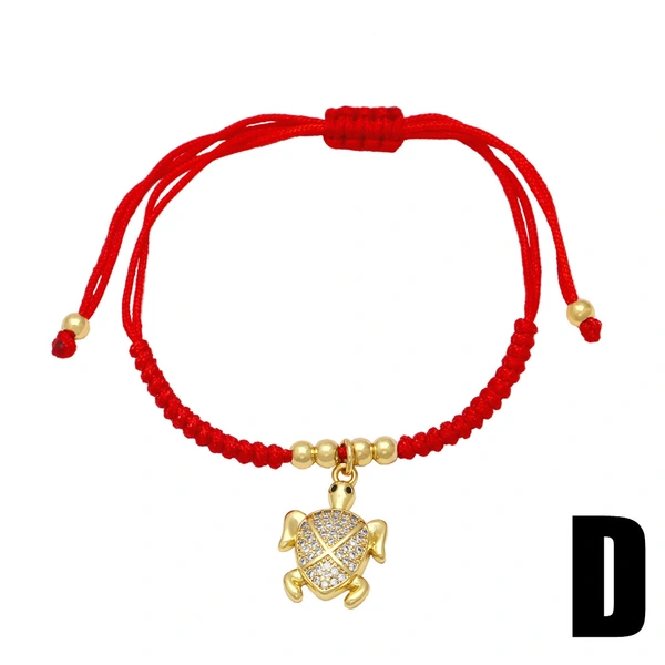 AS jewelry European and American turtle pendant red rope bracelet female gold-plated zircon braided bracelet brj25