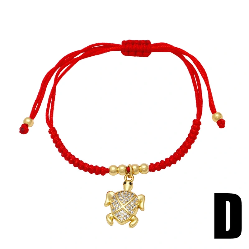 AS jewelry European and American turtle pendant red rope bracelet female gold-plated zircon braided bracelet brj25