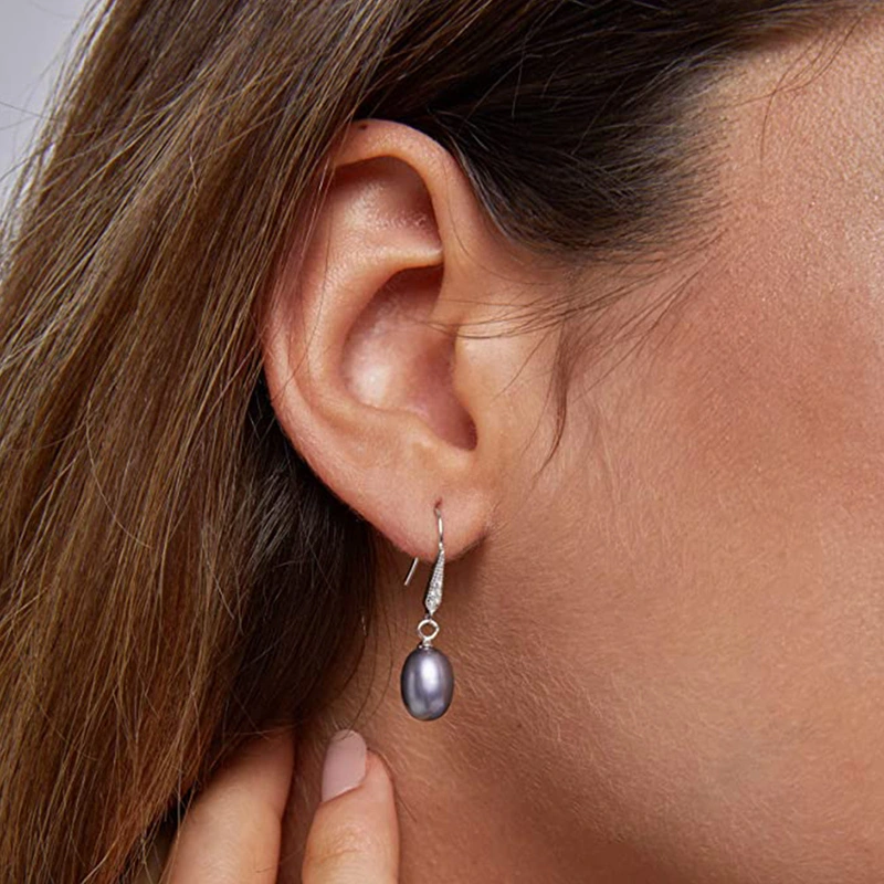 Source factory elegant temperament imitation pearl earrings Baroque light luxury black pearl ear hooks new