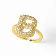 AS jewelry hot item inlaid with zircon 26 English letters open ring female rij23