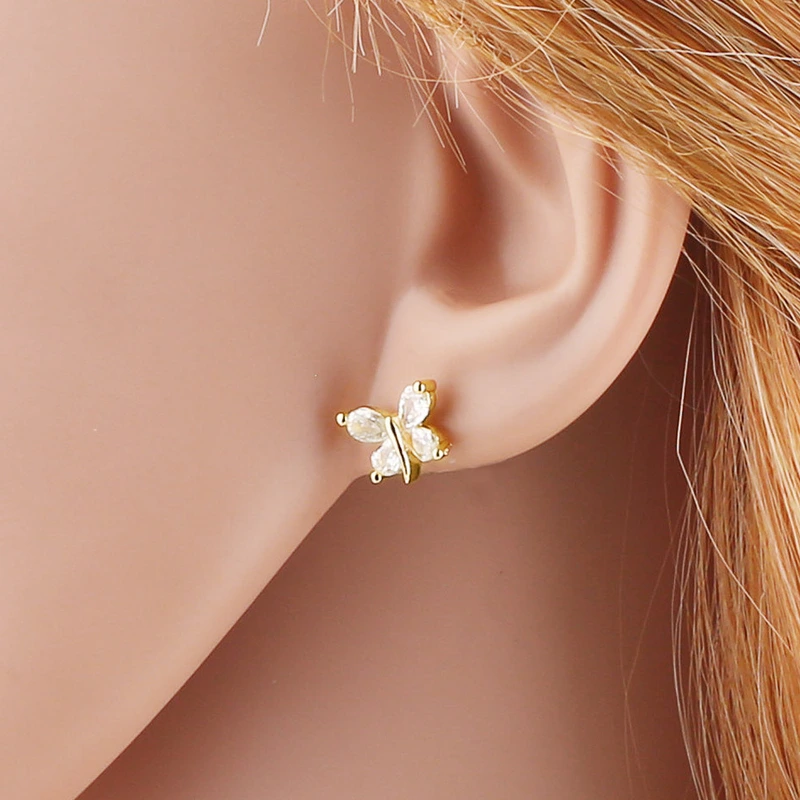 AS jewelry European and American simple hot selling pearl love bear bee copper plated real gold earrings err64