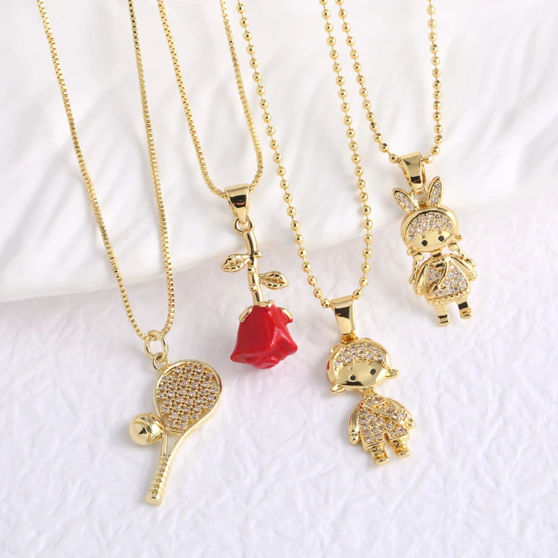 Jewelry Europe and America hot selling boy and girl rose pendant necklace clavicle chain nkn22 necklace