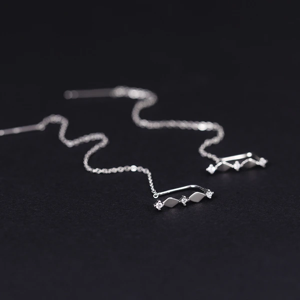 New European and American style earrings, French style, high-end tassel earrings for women, slim face, long diamond earrings