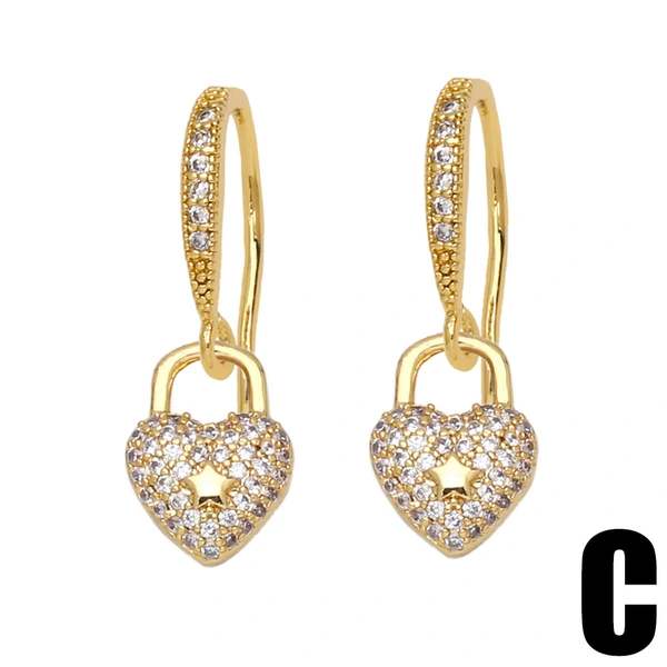 Retro small love earrings earrings high-end light luxury heart-shaped flower ear hooks European and American earrings erz38