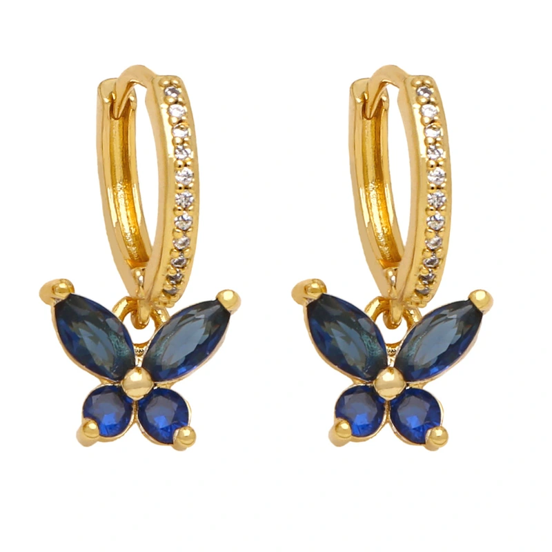 New European and American style simple zircon butterfly earrings women's light luxury niche temperament all-match flower earrings eru36