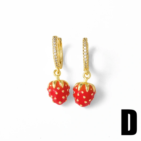 AS jewelry Europe and the United States hot selling fruit strawberry dragon fruit oil drop gold-plated pendant earrings earrings female ery98