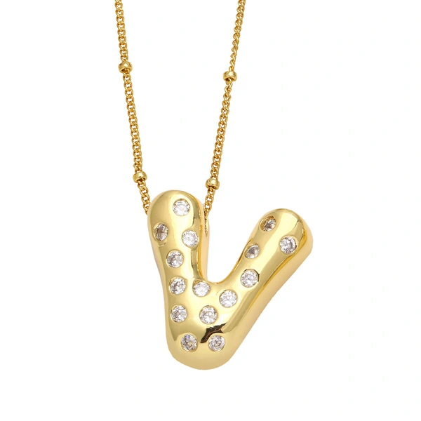 AS jewelry new fat 26 English letters pendant necklace gold-plated zircon clavicle chain nkq97