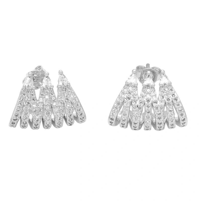 European and American fashion new simple inlaid zircon 18k gold earrings hot selling high-end fan-shaped earrings eru51