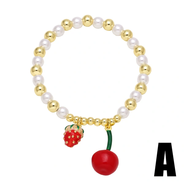 AS jewelry European and American new pearl fruit love strawberry bracelet gold-plated oil drop bracelet hand jewelry brm73