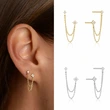 Trendy chain-style tassel diamond earrings, hot-selling personalized trendy earrings (1 pair)