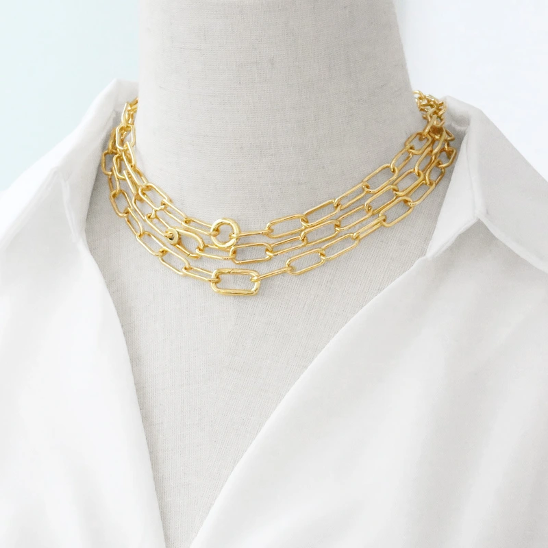 AS jewelry European and American fashion simple versatile copper plated 18k gold chain clavicle necklace set nkp85