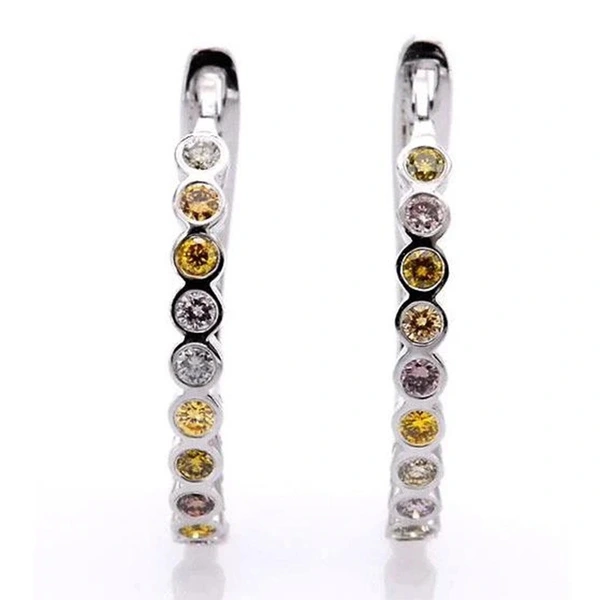 Simple ear clip earrings trendy personality U-shaped multi-color zircon earrings Korean temperament student earrings