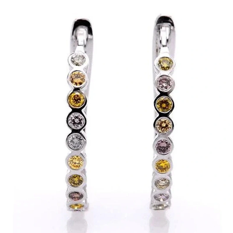Simple ear clip earrings trendy personality U-shaped multi-color zircon earrings Korean temperament student earrings