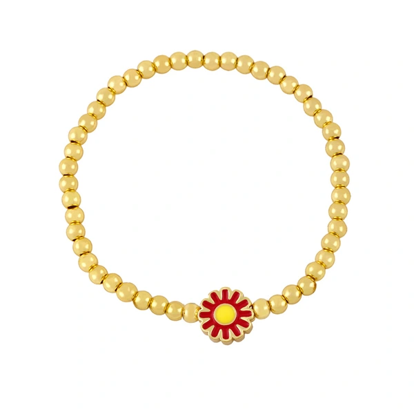 Clearance European and American style gold beaded simple colorful daisy bracelet handmade bre85
