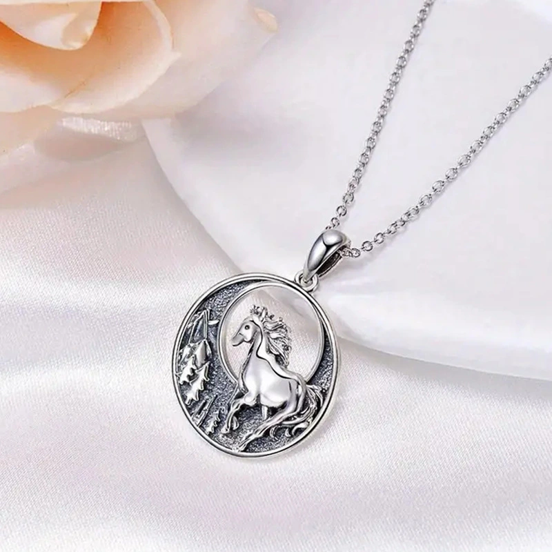  vintage medieval fashion retro style set hot selling necklace forest and horse necklace earrings