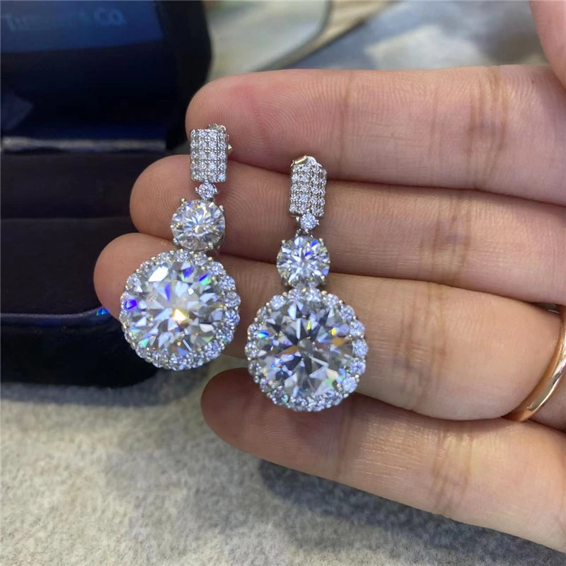 Domineering style temperament round super flash earrings French temperament Hong Kong style banquet light luxury earrings classic jewelry