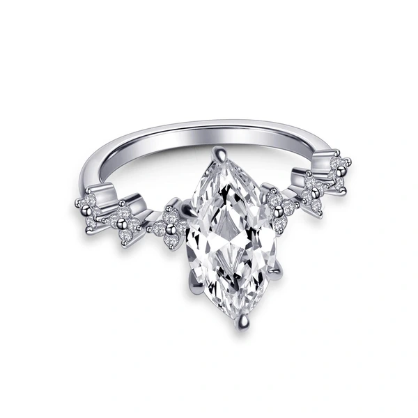 New ring inlaid with marquise zircon gold jewelry European and American popular fashion women's wedding ring