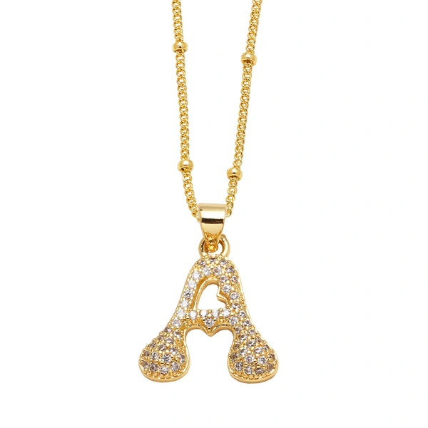 AS jewelry European and American new 26 English letters pendant necklace copper plated 18k gold clavicle chain nkb327