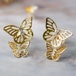 Fashion youth hollow butterfly earrings electroplated copper inlaid zircon student youth girls ear jewelry