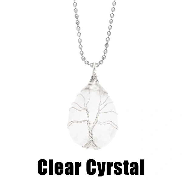 Hot selling teardrop-shaped necklace tree of life winding pendant amethyst turquoise agate pendant nkb637