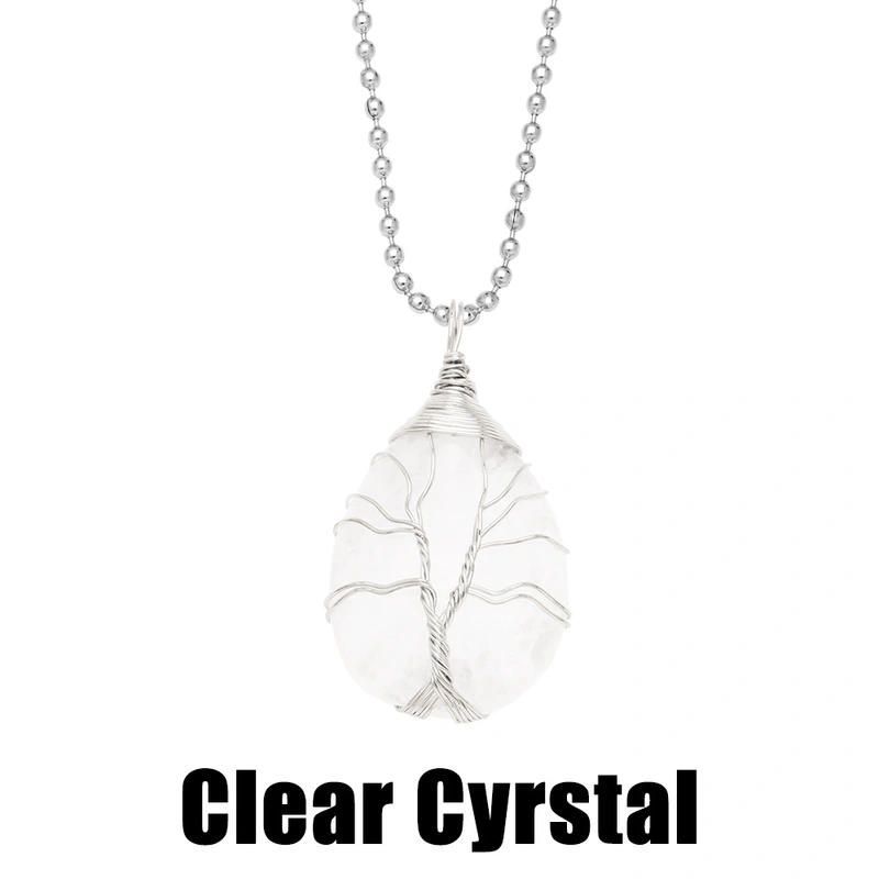 Hot selling teardrop-shaped necklace tree of life winding pendant amethyst turquoise agate pendant nkb637