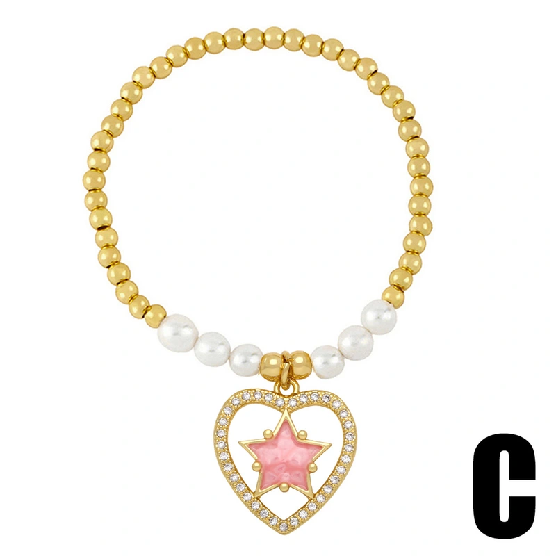 Clearance European and American jewelry pearl elastic bracelet female love five-pointed star pendant temperament bracelet bra99