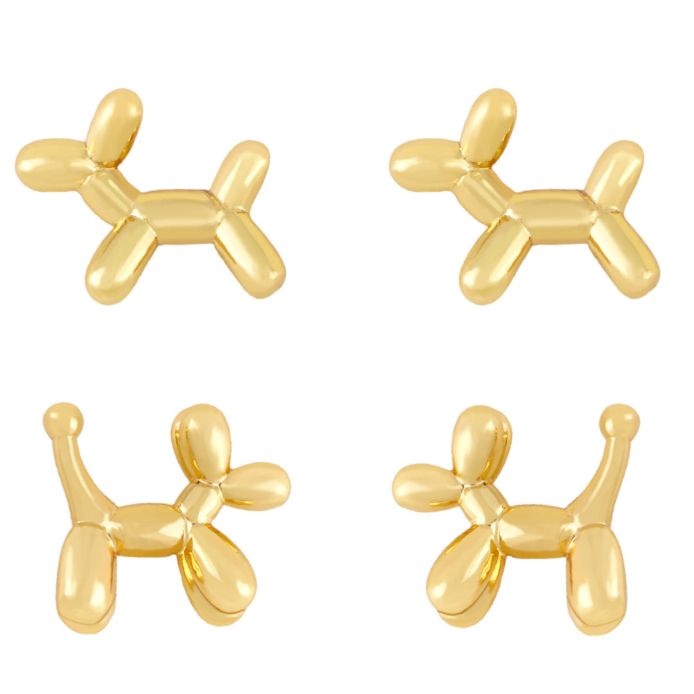 Cute, exquisite and fashionable balloon dog earrings 18K gold-plated earrings simple and compact mini earrings ery46