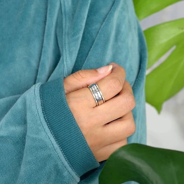  Manufacturer's new laser engraved English ring, niche design, plain ring, daily commuting style, all-match ring