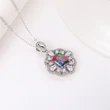 New exquisite hollow flower colored gemstone necklace luxury women's zircon pendant O chain