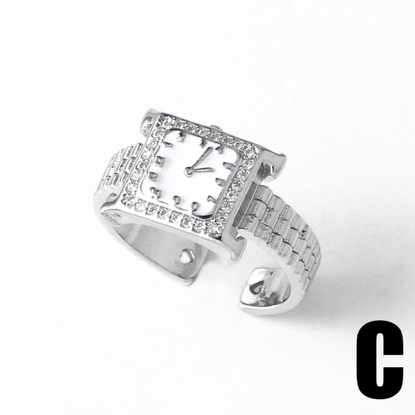 AS jewelry European and American inlaid zircon copper plated real gold watch ring female style open ring rij80