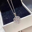 Japanese and Korean style simple flower versatile clavicle chain with diamonds for women small fresh pendant necklace factory direct sales