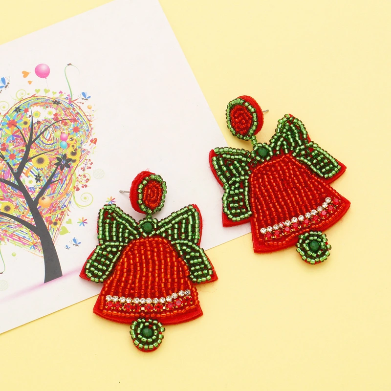 European and American new handmade beaded Christmas bell earrings style fashion Christmas series earrings earrings ers76